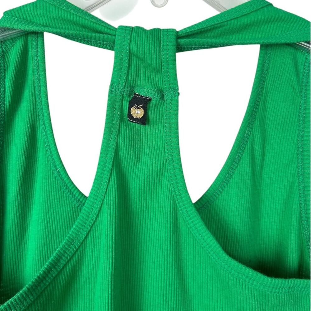 Y2K Apple Bottoms Green Ribbed Logo Embellished Racer Back Ruched Tank Top M - Picture 6 of 6